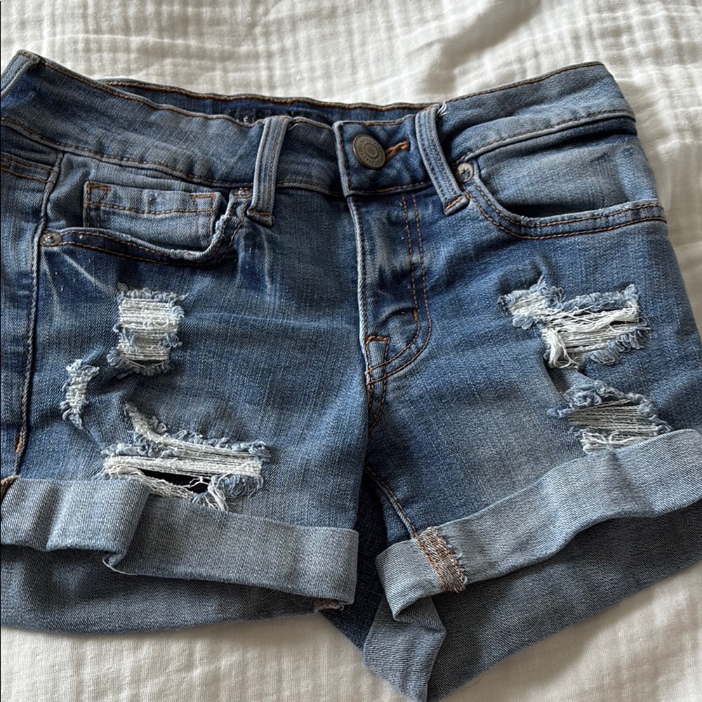 Aeropostale Distressed Denim Shorts, 0